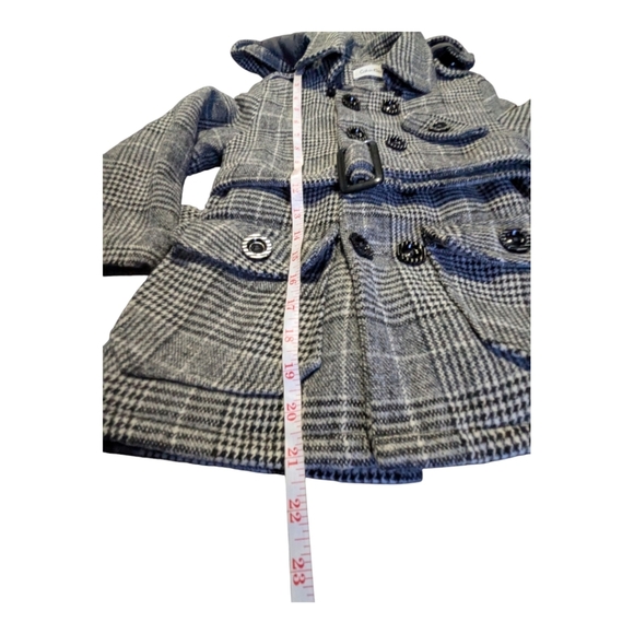 Calvin Klein Girls Plaid Dress Coat/Jacket. Size 6.  Long Sleeve w/Hoodie. - Picture 6 of 7